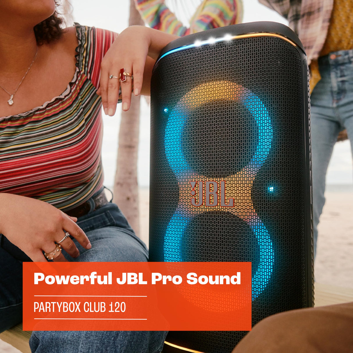 JBL PartyBox Club 120 Party Bluetooth Speaker - Black, IPX4, 12H, Lightshow, Mic Input