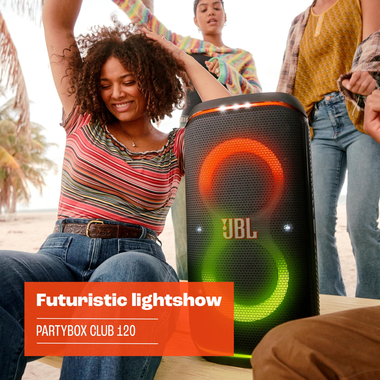 JBL PartyBox Club 120 Party Bluetooth Speaker - Black, IPX4, 12H, Lightshow, Mic Input