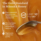 Manuka Honey UMF 10+ (MGO 263+) - Raw Manuka Honey New Zealand, Pure & Unpasteurized, Superfood for Immune Health, Use in Tea, Wild, Monofloral, Non-Gmo - 500G (17.6 Oz)