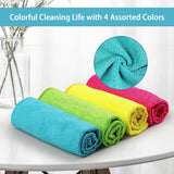 Microfiber Cleaning Cloth, 8 Pack Cleaning Rags, Cleaning Towels with 4 Color Assorted, 11.5"X11.5"(Green/Blue/Yellow/Pink)