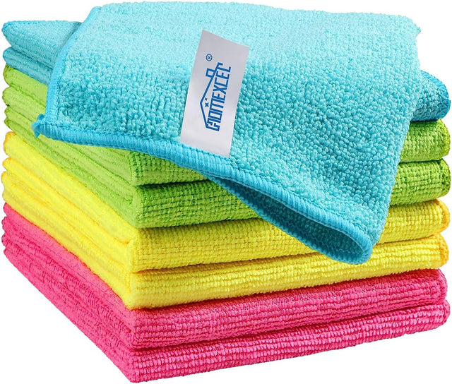 Microfiber Cleaning Cloth, 8 Pack Cleaning Rags, Cleaning Towels with 4 Color Assorted, 11.5"X11.5"(Green/Blue/Yellow/Pink)