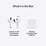 AirPods 4 ANC Wireless Earbuds, Bluetooth Headphones with Active Noise Cancellation, Adaptive Audio, Transparency Mode, Personalized Spatial Audio, USB-C Charging Case, Wireless Charging, H2 Chip White