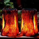 Solar Lights Outdoor - Stump on Fire Torch, Flickering Flame Lantern, Solar Powered Landscape Decoration for Garden, Patio, Pathway, Deck & Yard Decor (2 Pack), Resin, Copper