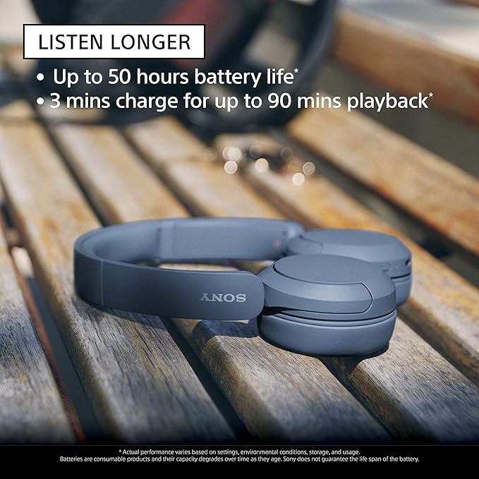 Sony WH-CH520 Wireless On-Ear Bluetooth Headphones — 50-Hour Battery