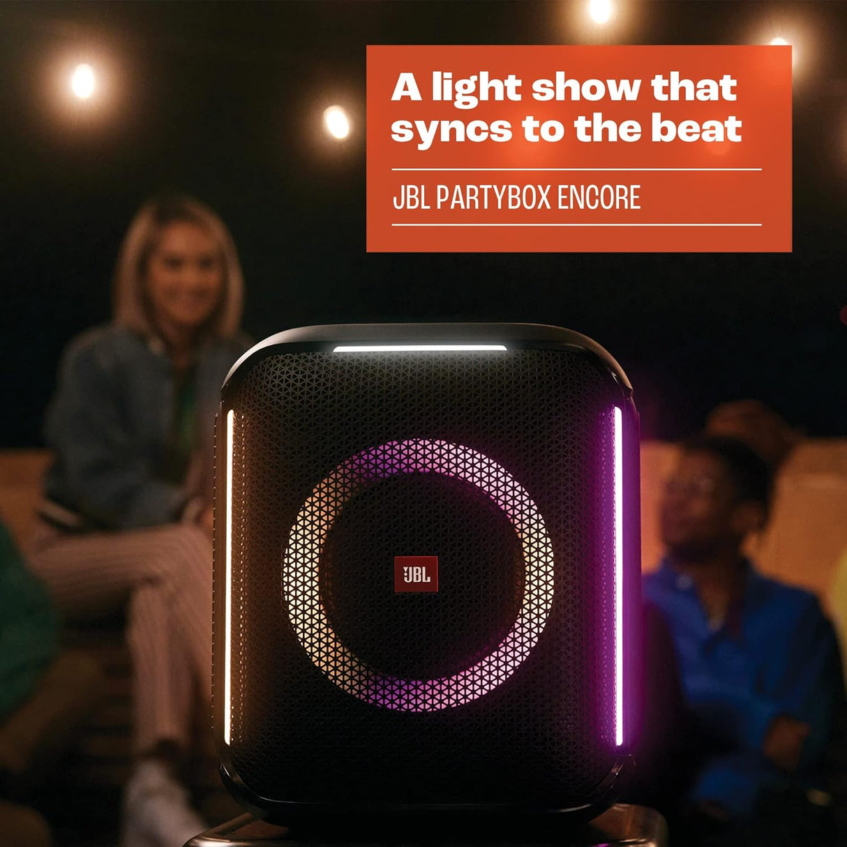 مكبر صوت JBL Partybox Encore محمول للحفلات مع ميكروفون لاسلكي رقمي، صوت قوي 100 وات، عرض ضوئي ديناميكي، مقاوم للرذاذ IPX، 10 ساعات من التشغيل، تشغيل متعدد المصادر، أسود - (JBLPBENCORE1MICUK)