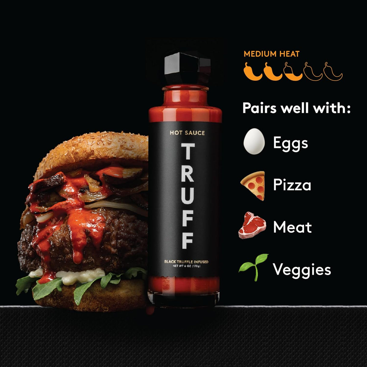 Original Black le Hot Sauce, Gourmet Hot Sauce with Ripe Chili Peppers, Black le Oil, Agave Nectar, Unique Flavor Experience in a Bottle, 6 Oz.