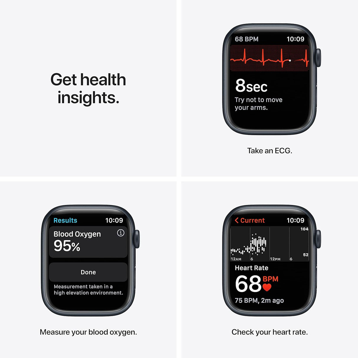Apple Watch Series 7 (GPS, 45mm) Smart watch - Midnight Aluminium Case with Midnight Sport Band - Regular. Fitness Tracker, Blood Oxygen & ECG Apps, Always-On Retina Display, Water Resistant (Renewed)