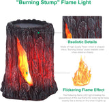 Solar Lights Outdoor - Stump on Fire Torch, Flickering Flame Lantern, Solar Powered Landscape Decoration for Garden, Patio, Pathway, Deck & Yard Decor (2 Pack), Resin, Copper