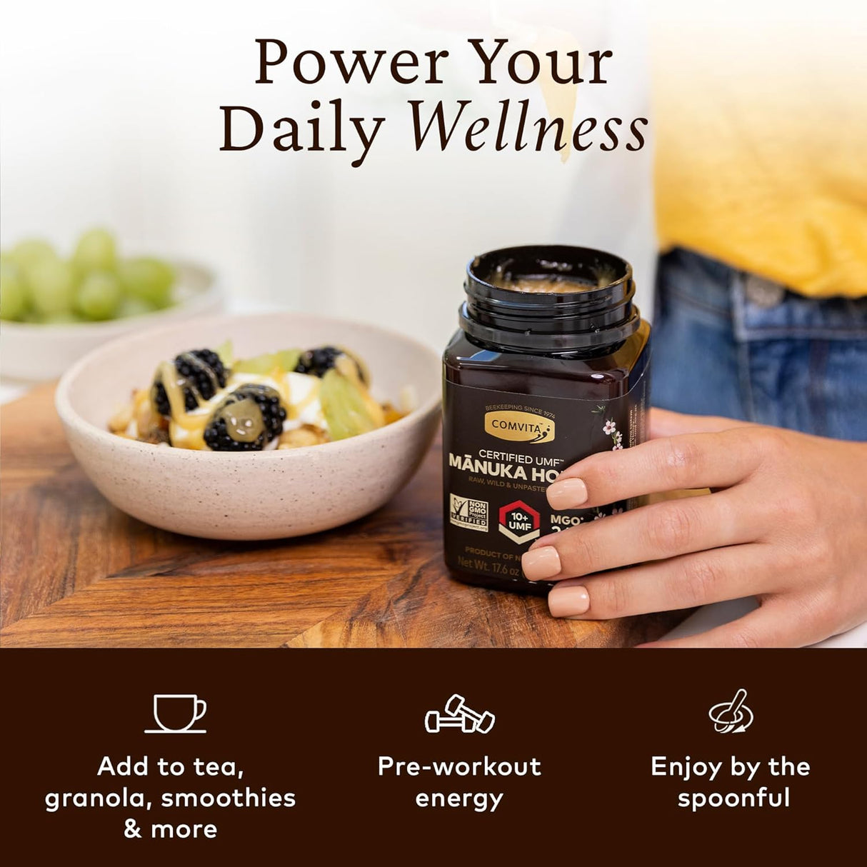 Manuka Honey UMF 10+ (MGO 263+) - Raw Manuka Honey New Zealand, Pure & Unpasteurized, Superfood for Immune Health, Use in Tea, Wild, Monofloral, Non-Gmo - 500G (17.6 Oz)